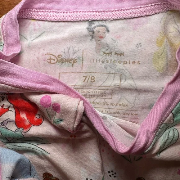 Little Sleepies Disney Princess and more Bamboo Long Pant & Sleeve size 7/8 EUC - Picture 7 of 7